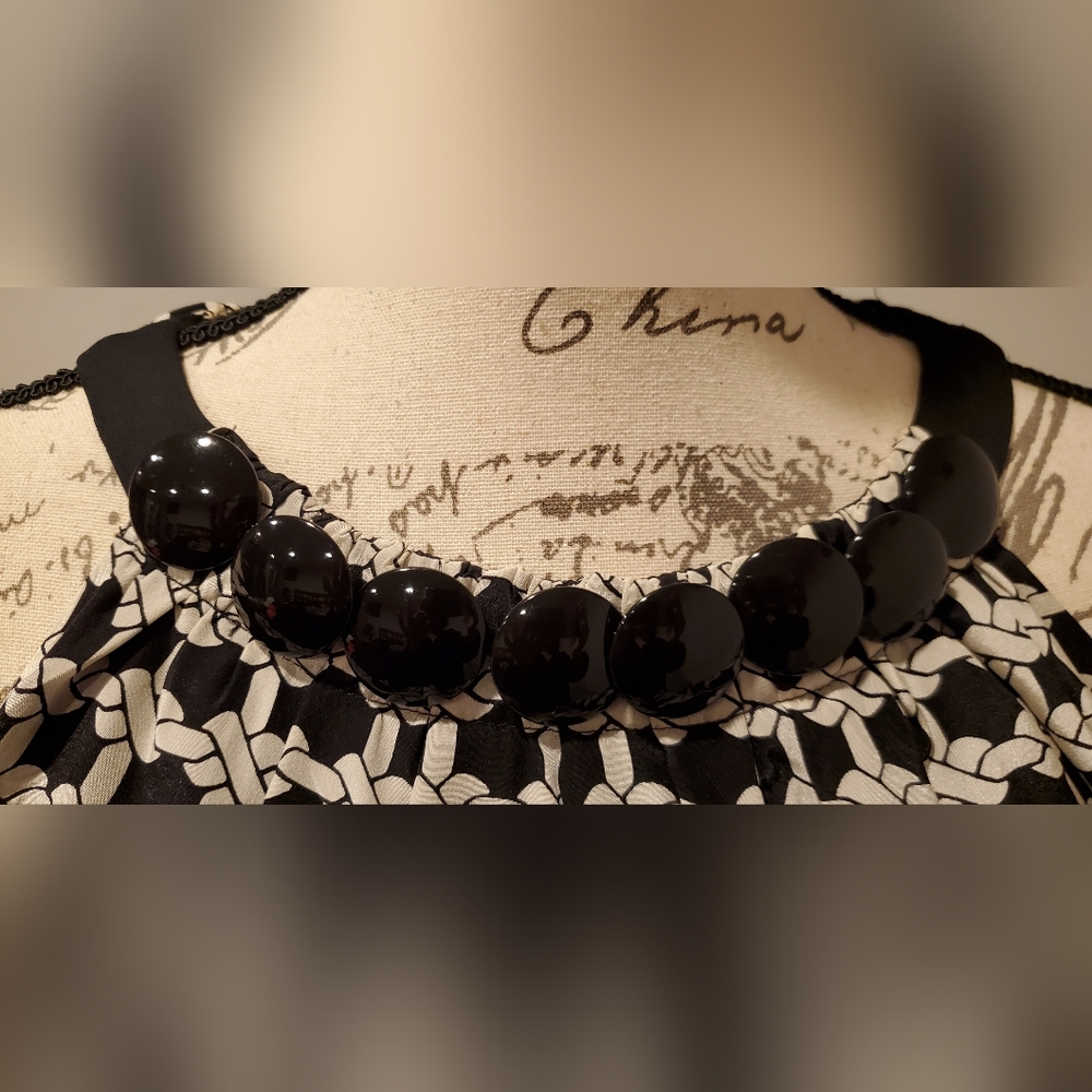 Shoshanna Black and White Patterned Dress,Halter Neck Size 8. - Picture 9 of 13